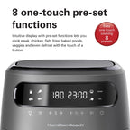 Hamilton Beach Digital Air Fryer View 8L, Large viewing window, 8 presets with dehydrate & defrost, Cook for upto 12 hours from 40°C to 200°C, 1750W, Matte Grey color, 2 Years Warranty, AFOGV8-ME.