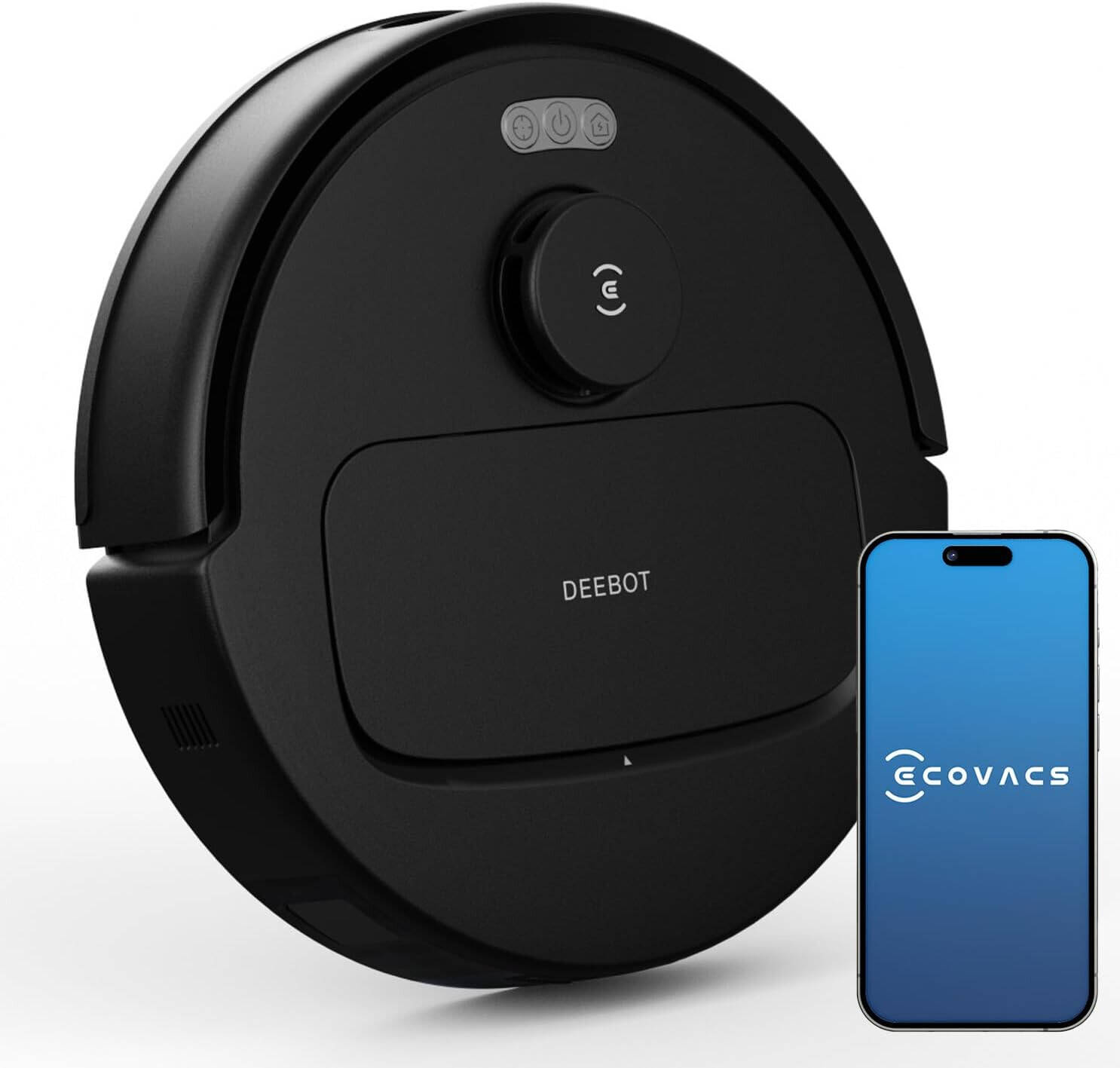 Ecovacs Deebot N20e Robot Vacuum Cleaner with Mop, 10000Pa Strongest Suction Robotic Vacuum, Anti-Hair Tangle, 350 Minutes Runtime, TrueMapping Intelligent Path Planning, Black | N20e