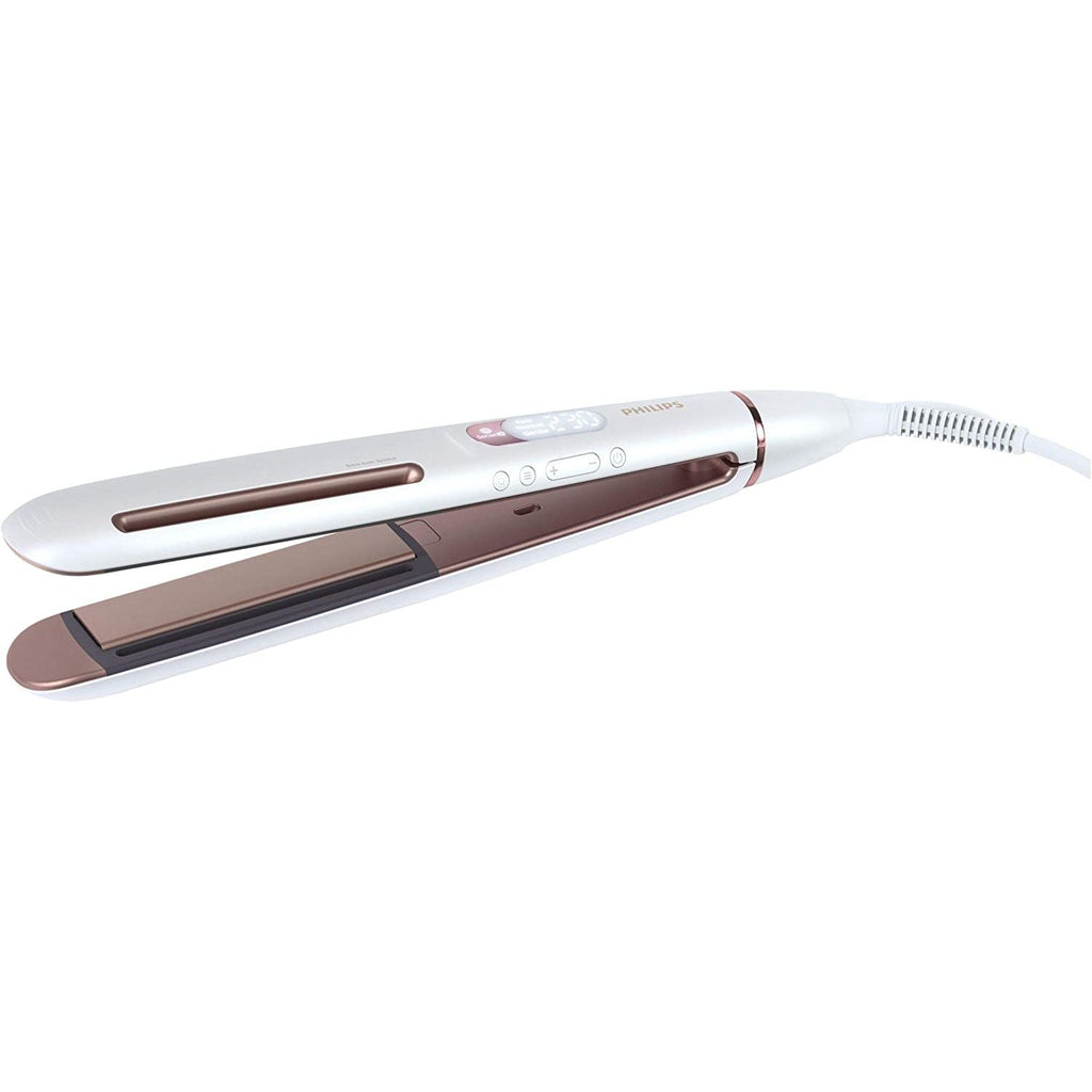 Philips BHS830/03 Straightener Prestige with SenseIQ Technology, White/Pink