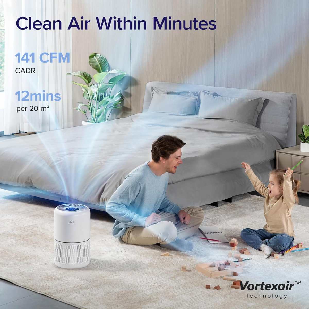 LEVOIT Smart Air Purifier for Home Bedroom, H13 HEPA Air Filter with Real Time Air Quality Sensor, Removes 99.97% Pollen Allergies Dust Odours, Alexa Enabled Air Cleaner with Quiet Auto Mode, Core300S