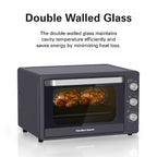 Hamilton Beach 55L 2200W Convection Toaster Oven with Rotisserie Grill, Double Walled Glass, Oyster Grey Color, 6 accessories, 6 functions, Max 230°C temp and 60 mins timer, CTGL55-ME