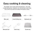 Hamilton Beach 55L 2200W Convection Toaster Oven with Rotisserie Grill, Double Walled Glass, Oyster Grey Color, 6 accessories, 6 functions, Max 230°C temp and 60 mins timer, CTGL55-ME