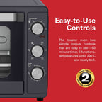 Hamilton Beach 55L 2200W Convection Toaster Oven with Rotisserie Grill, Double Walled Glass, Oyster Grey Color, 6 accessories, 6 functions, Max 230°C temp and 60 mins timer, CTGL55-ME