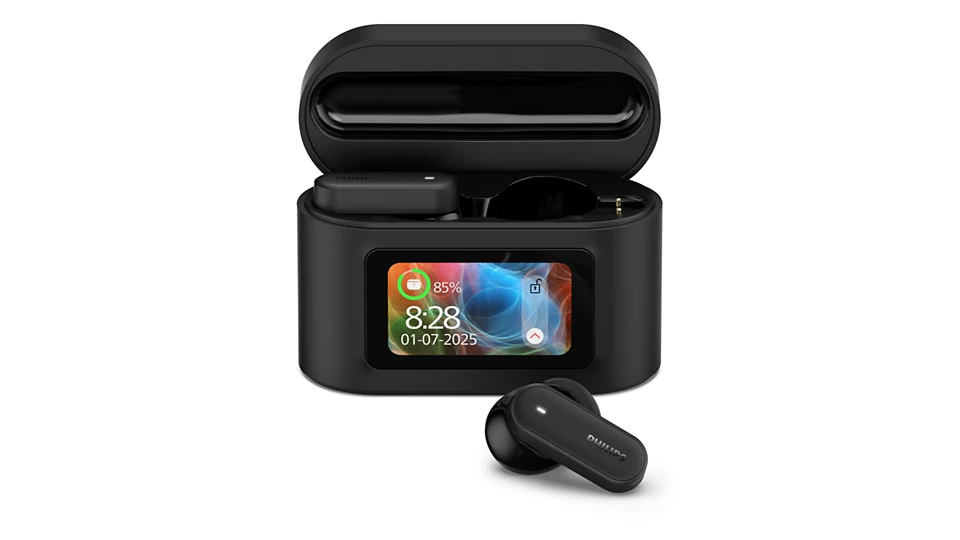 Philips True wireless headphones with Smart Charging Case, Noise Cancelling, 4 Mics, Dynamic Bass, 28H Playtime, Bluetooth 5.4, IPX5, Touch Controls, Voice Assistant-TAT6000BK/97