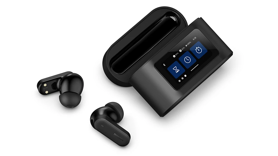 Philips True wireless headphones with Smart Charging Case, Noise Cancelling, 4 Mics, Dynamic Bass, 28H Playtime, Bluetooth 5.4, IPX5, Touch Controls, Voice Assistant-TAT6000BK/97