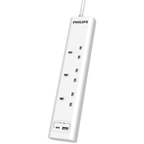 Philips Extension Cord , 3 Port UK, 1X USB-A & 1X USB-C, 2M, White - CHP4131WA/89