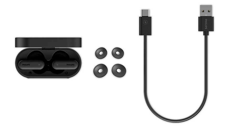 Philips True wireless headphones with Smart Charging Case, Noise Cancelling, 4 Mics, Dynamic Bass, 28H Playtime, Bluetooth 5.4, IPX5, Touch Controls, Voice Assistant-TAT6000BK/97