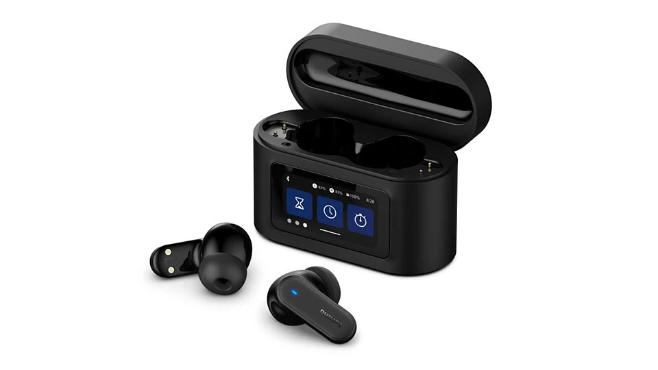 Philips True wireless headphones with Smart Charging Case, Noise Cancelling, 4 Mics, Dynamic Bass, 28H Playtime, Bluetooth 5.4, IPX5, Touch Controls, Voice Assistant-TAT6000BK/97