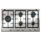 Whirlpool 90cm Hob - Gas on Metal, 5 burners, silver knobs, aluminum spreader,GMA 9522/IX