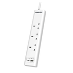 Philips Extension Cord , 3 Port UK, 1X USB-A & 1X USB-C, 3M, White - CHP4131WB/89