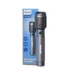 Philips Aircraft Aluminium Alloy Long Range Zoom LED Rechargeable Flashlight / Torch – 650Lumens, 300m Range 1200mAh SFL2141/56