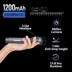 Philips Aircraft Aluminium Alloy Long Range Zoom LED Rechargeable Flashlight / Torch – 650Lumens, 300m Range 1200mAh SFL2141/56