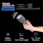 Philips Aircraft Aluminium Alloy 22.5cms LED Rechargeable Flashlight / Torch – 650Lumens, 450m Range, 3000mAh SFL2243/56