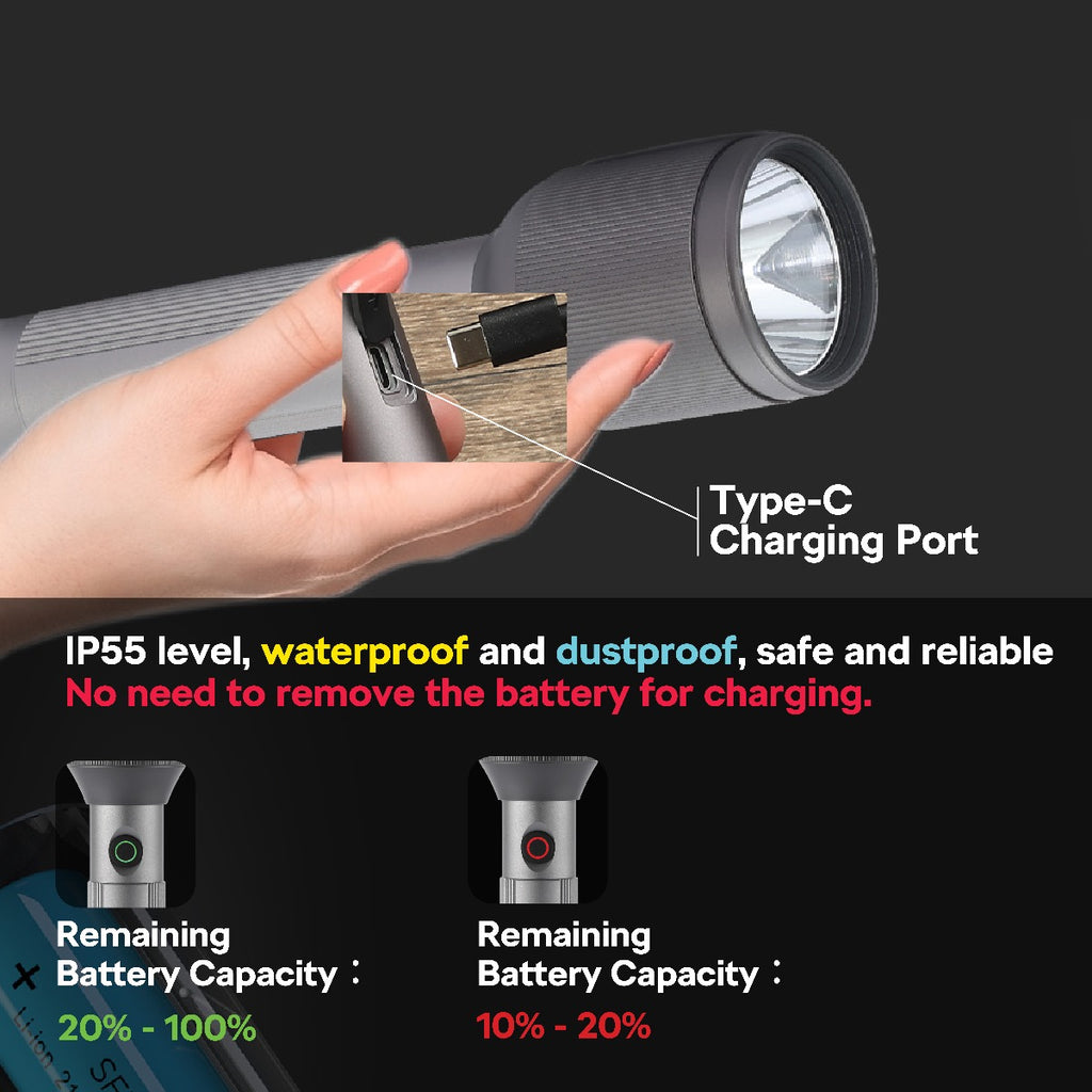 Philips Aircraft Aluminium Alloy 22.5cms LED Rechargeable Flashlight / Torch – 650Lumens, 450m Range, 3000mAh SFL2243/56