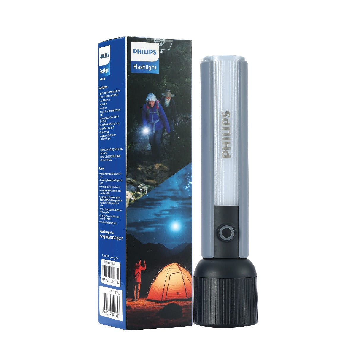 PHILIPS ABS Multi-Functional Rechargeable Flashlight & Portable Light – 400/350Lumens, 150m Beam Range SFL1183/56