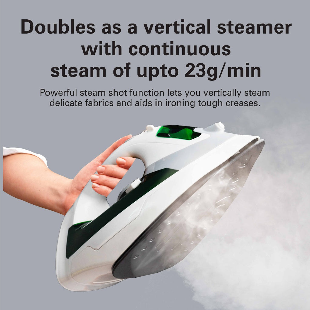 Hamilton Beach Steam Iron 2200W, Vertical steam, 23g/min steam flow, steam shot, water spray, Dry & 3 steam settings, non-stick soleplate, Anti-drip, Anti-calc, Self clean, 2 yrs warranty, ST2747-ME