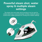 Hamilton Beach Steam Iron 2200W, Vertical steam, 23g/min steam flow, steam shot, water spray, Dry & 3 steam settings, non-stick soleplate, Anti-drip, Anti-calc, Self clean, 2 yrs warranty, ST2747-ME