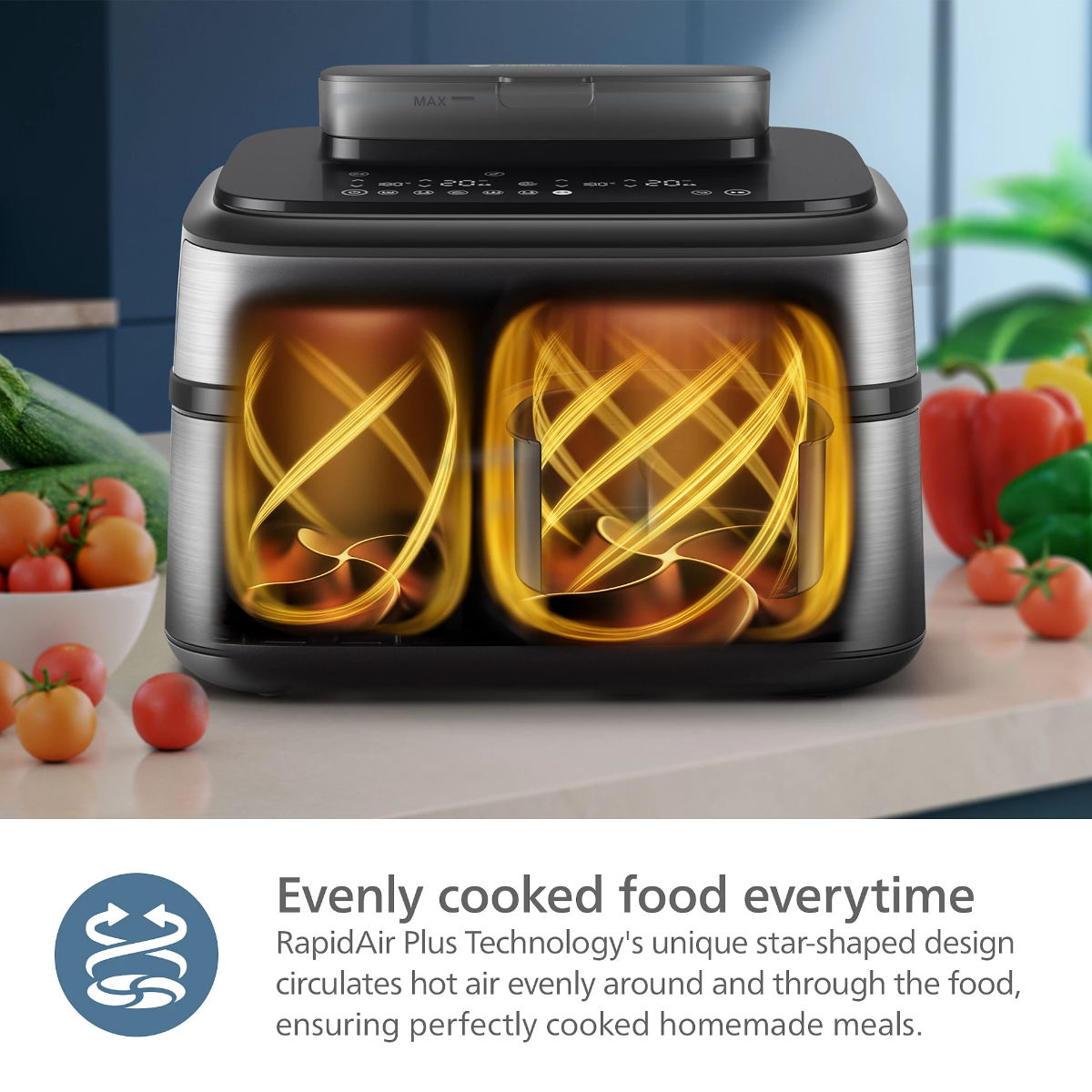 Philips 5000 Series Dual Basket Airfryer with Steam NA555/09