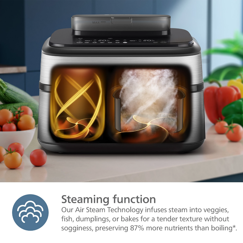 Philips 5000 Series Dual Basket Airfryer with Steam NA555/09