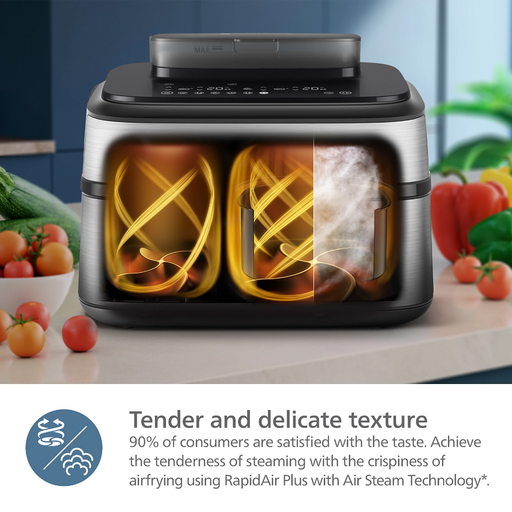 Philips 5000 Series Dual Basket Airfryer with Steam NA555/09