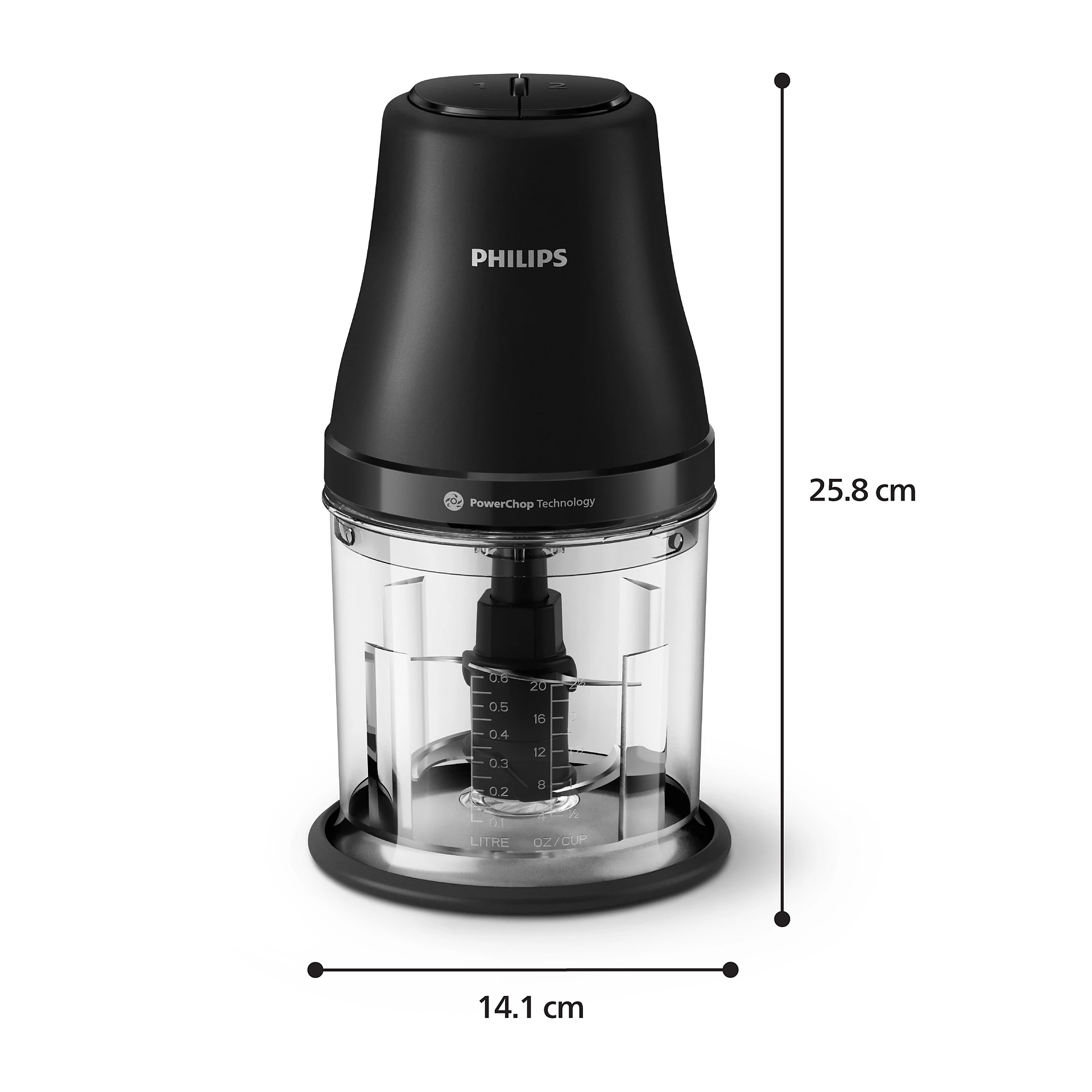 Philips 3000 series Chopper, 1L, 450W, HR1501/00 - Black