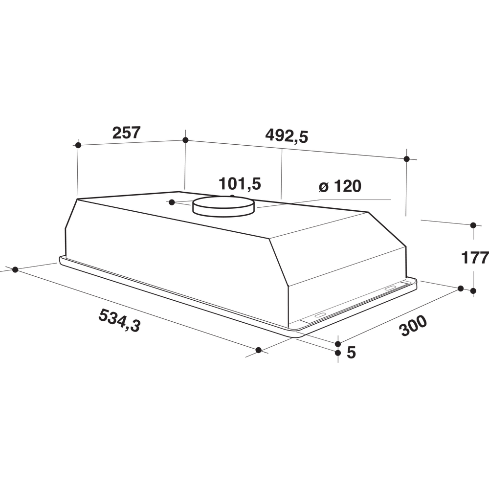 Whirlpool 60cm integrated built in hood ,WCT 64 FLS X