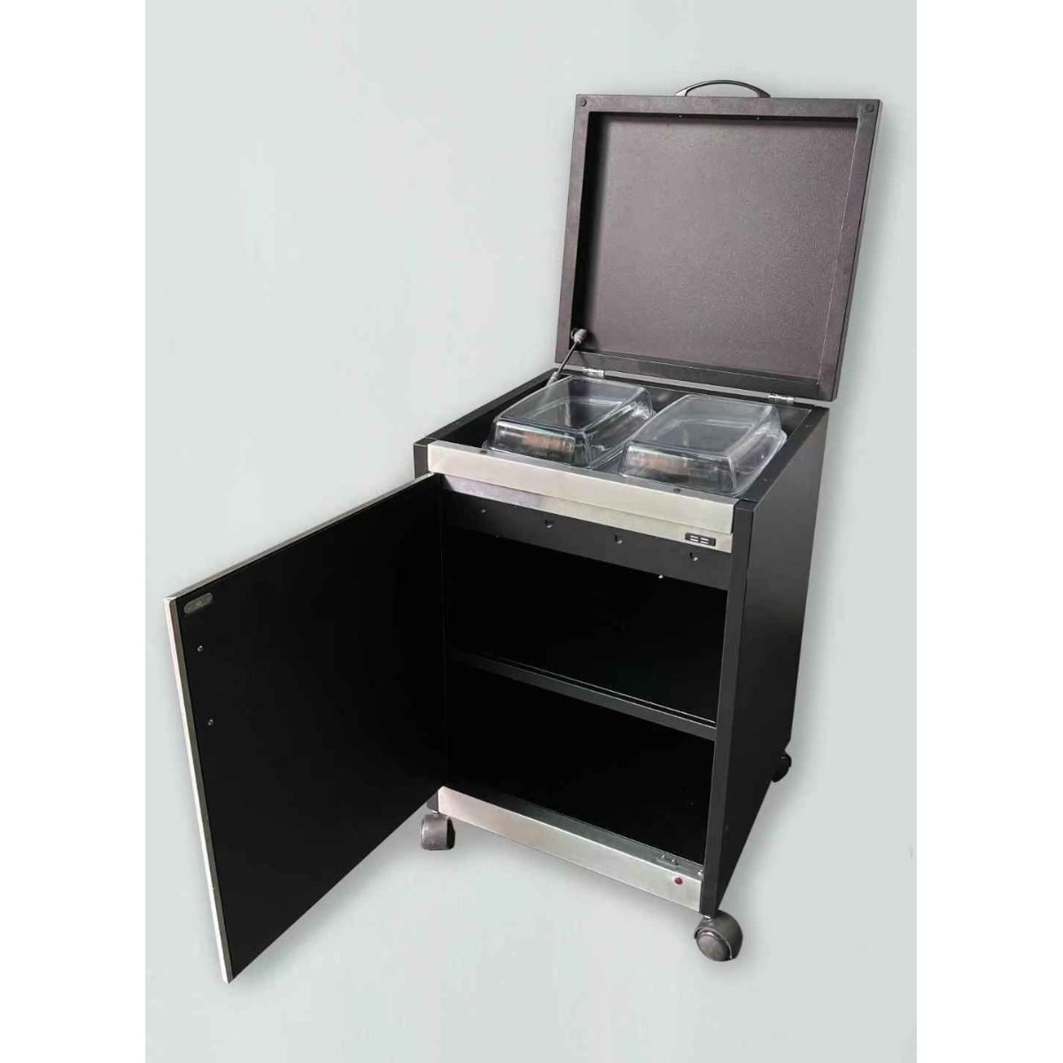 Vincenti 2 dish food warmer trolley -Keeps food Warm for hours- Family- Stainless Steel -VFWT2D/SS