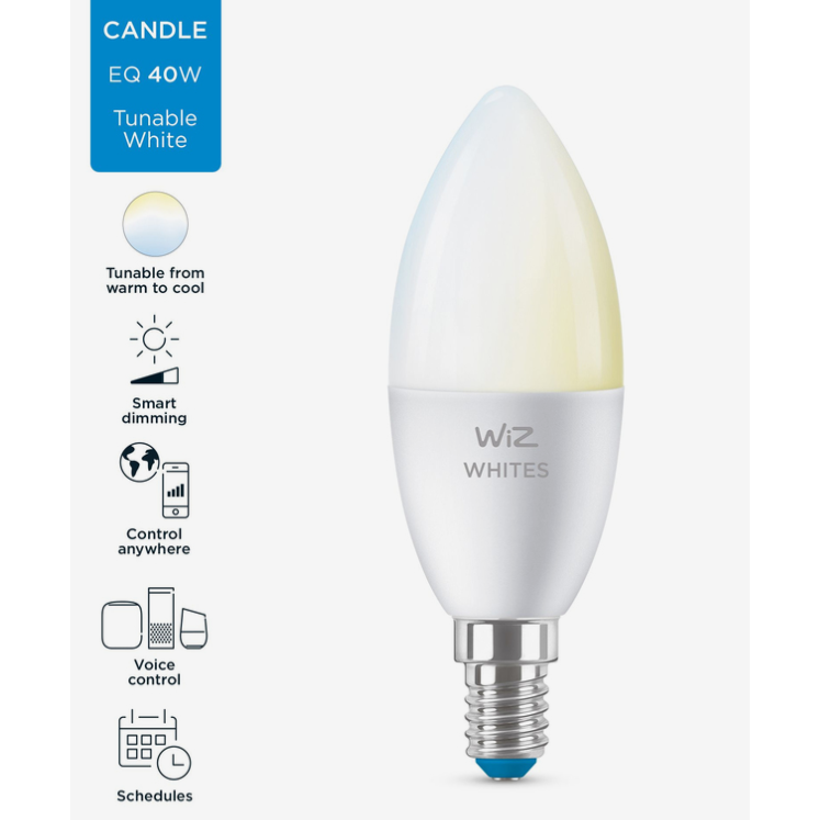 Wiz Candle C37 E14 Wi-Fi Ble 40W 927-65 TW