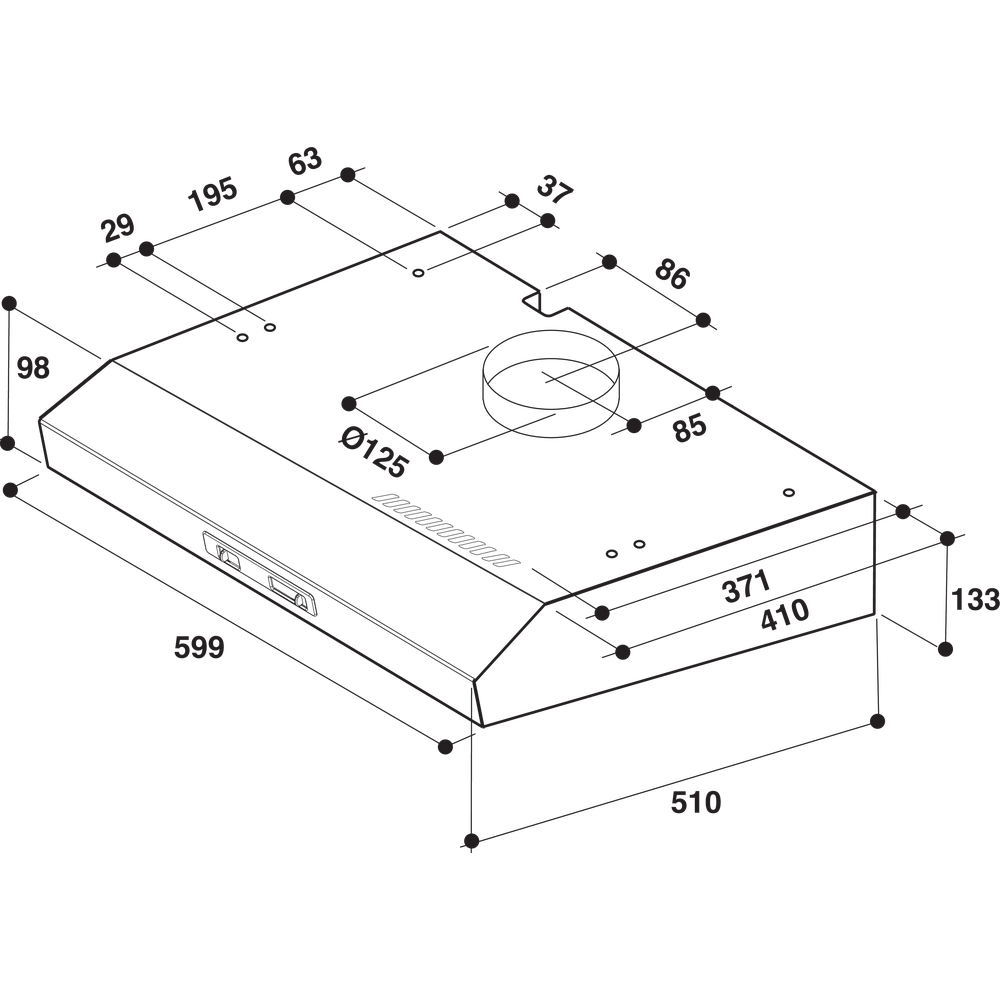Whirlpool wall mounted cooker hood - WSLK 65 LS X
