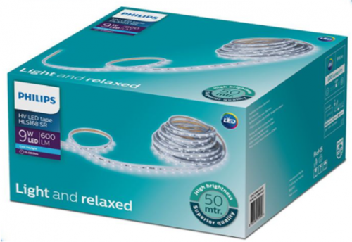 LED strip 50 mtr roll 9W per meter day light 6500K 550lumen 15000 hrs life water proof IP65 power factor 0.9 CRI 80 220-240V