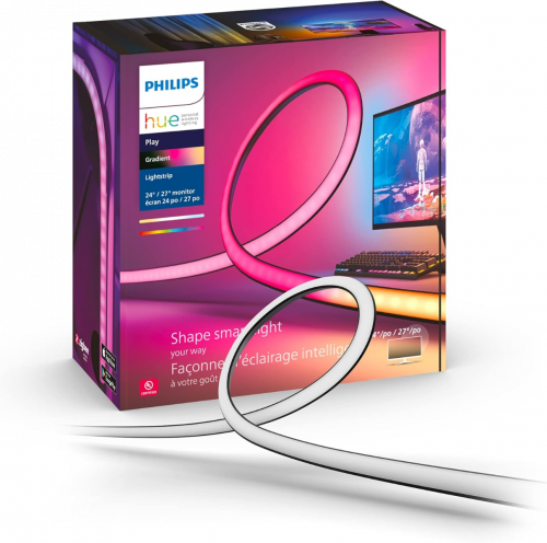 Philips Hue Play Gradient PC Lightstrip Starter Kit Including Bridge [for 24-27 Inch Screens] LED Smart Lighting. Sync for Entertainment,Gaming and Media.