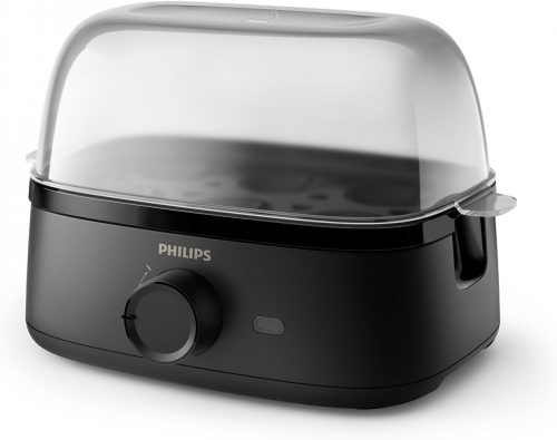 Philips Egg Cooker 3000 Series, Family Size up to 6 Eggs (soft, medium, hard, poached), Easy to clean, Poached Tray & Egg Piercer Accessory, 400W Power, Compact Design (HD9137/91)