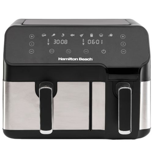 Hamilton Beach Dual Size 8.5L Digital Air Fryer, 5.3L and 3.2L capacity baskets-independently controlled + SYNC Finish Function, 8-in-1 cooking modes, 1700 Watts, AF5232-ME